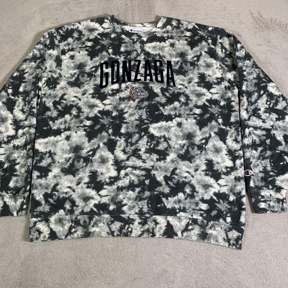 Gonzaga Bulldogs Sweatshirt Mens XL Gray Black NCAA Basketball Champion Tie Dye